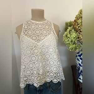 MIGUELINA Floral Crochet Top, size L